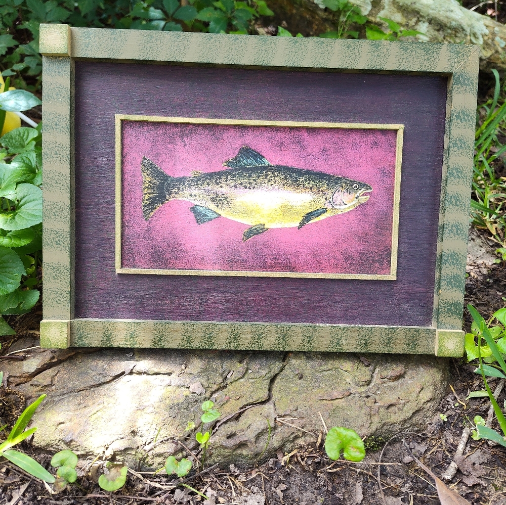 Super Cute Framed Fish Folkart From 1995